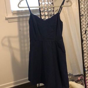 Navy Crissie Linen Dress
